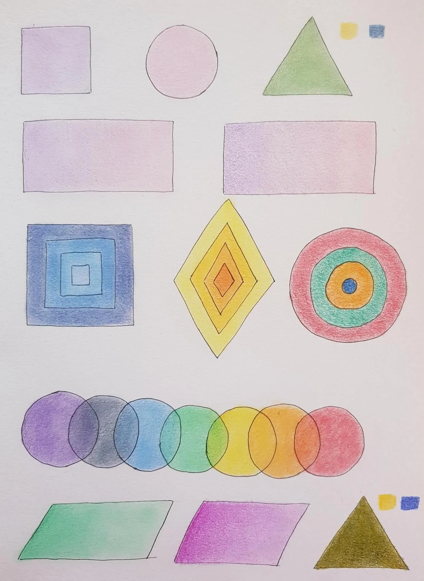 Formes coloriees estompees